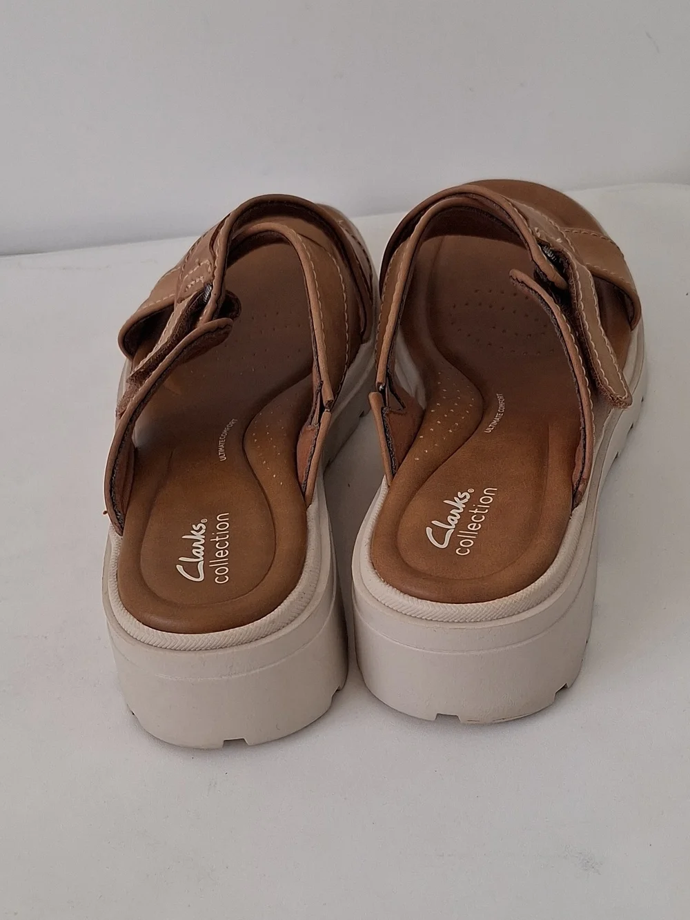 Clarks Brown Leather Cross-Strap Slide Sandals Size 12 W